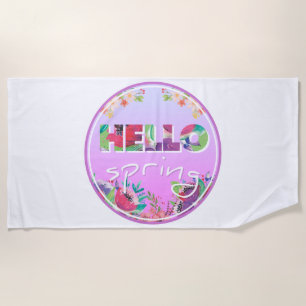 Toalha De Praia Olá Primavera, Flores, círculo