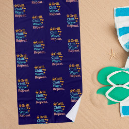 Toalha De Praia Onda de arrepio repito na praia de verão citação a