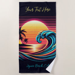 Toalha De Praia Onda do Surf Retroativo Sunset