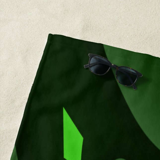 Toalha De Praia Onda Espiral Verde Escuro E Limão (In Situ)