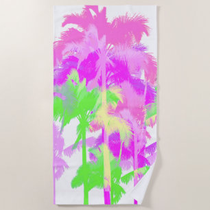 Toalha De Praia Onda Tropical de Calor Neon Hawaiian Palm Trees -