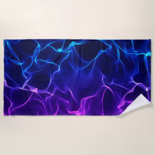 Toalha De Praia Ondas Abstrato elegantes - azul e roxo -