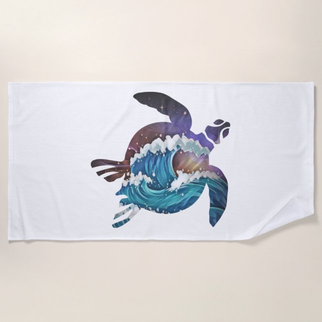 Toalha De Praia Ondas de Tartaruga do Mar (Frente)