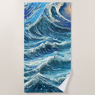 Toalha De Praia Ondas do Oceano Azul