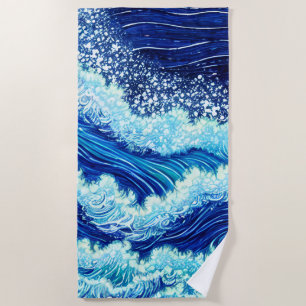 Toalha De Praia Ondas do Oceano Azul