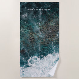 Toalha De Praia Ondas do oceano em azul-teal escuro, personalizáve