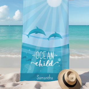 Toalha De Praia Ondas Personalizadas Do Oceano De Peixes De Golfin