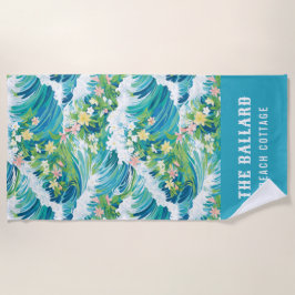 Toalha De Praia Ondas Tropicais de Praia Preppy | Beach House