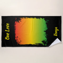 Toalha De Praia One Love Jamaica Tropical Sunset