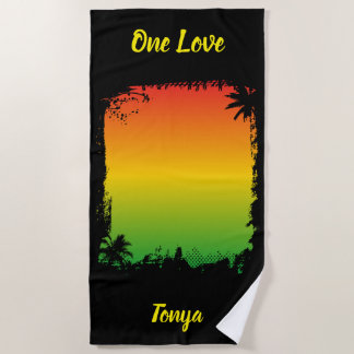 Toalha De Praia One Love Jamaica Tropical Sunset