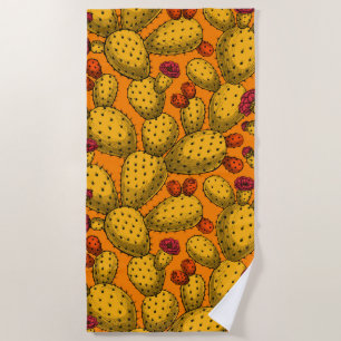 Toalha De Praia Opuntia florescente em amarelo