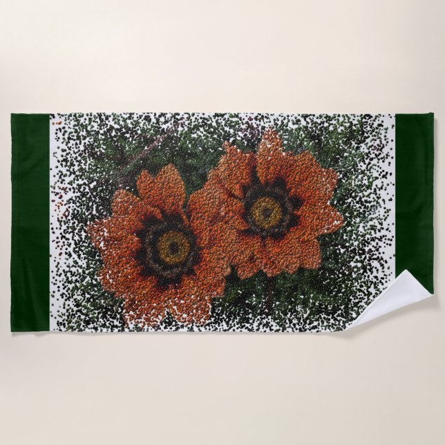 Toalha De Praia Orange Daisy Balls Beach Towel (Frente)