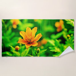 Toalha De Praia Orange Flower Bokeh Sunny