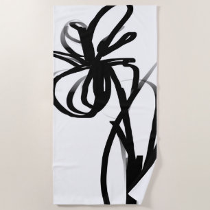 Toalha De Praia Orchid Blanc: Abstrato branco e preto