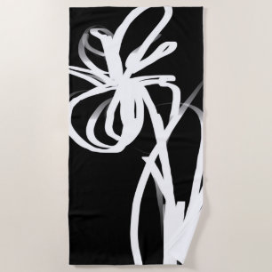 Toalha De Praia Orchid Noir: Abstrato preto e branco