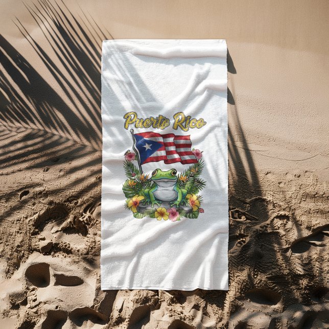 Toalha De Praia Orgulho Boricua Sapo Porto Rico Coquí (Puerto Rico Coquí Frog Boricua Pride Beach Towel)