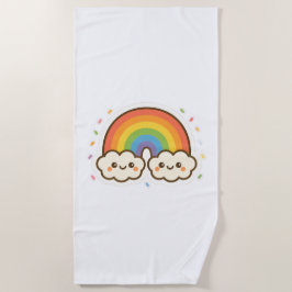 Toalha De Praia Orgulho Colorido do Arco-Íris Kawaii