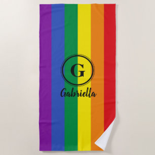 Toalha De Praia Orgulho gay do arco-íris LGBT Sinalizador Monogra