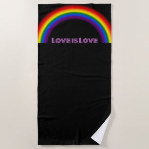 Toalha De Praia Orgulho LGBTQ Arco-íris com texto personalizado Am