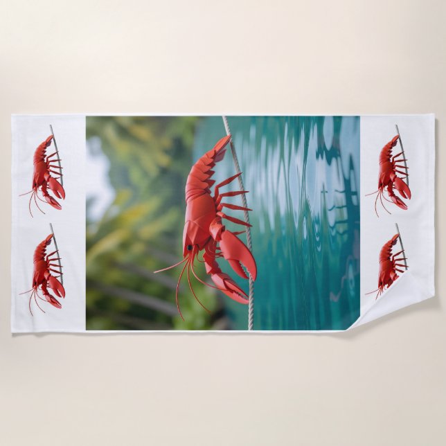 Toalha De Praia Origami lobster on a tightrope (Frente)