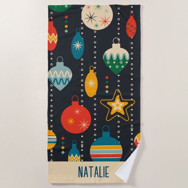 Toalha De Praia Ornamentos monográficos bonito Marinho azul (Frente)