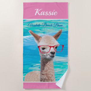 Toalha De Praia Os vidros vermelhos da alpaca bonito personalizam