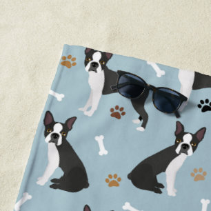 Toalha De Praia Ossos e patas de Boston Terrier