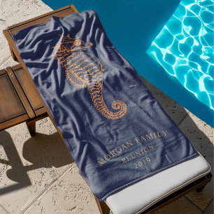 Toalha De Praia Ouro Costeiro Personalizado Monograma Torre Praia