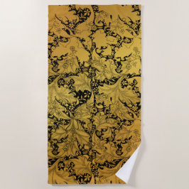 Toalha De Praia Ouro Floral Padrão Oriental Fllower