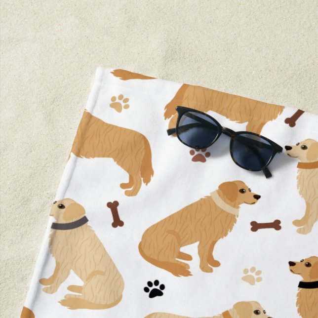 Toalha De Praia Ouro Retriever Bones and Paws Beach Towel (In Situ)