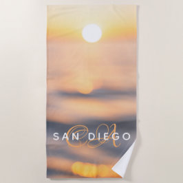 Toalha De Praia Ouro San Diego Ocean Sunset Personalizado