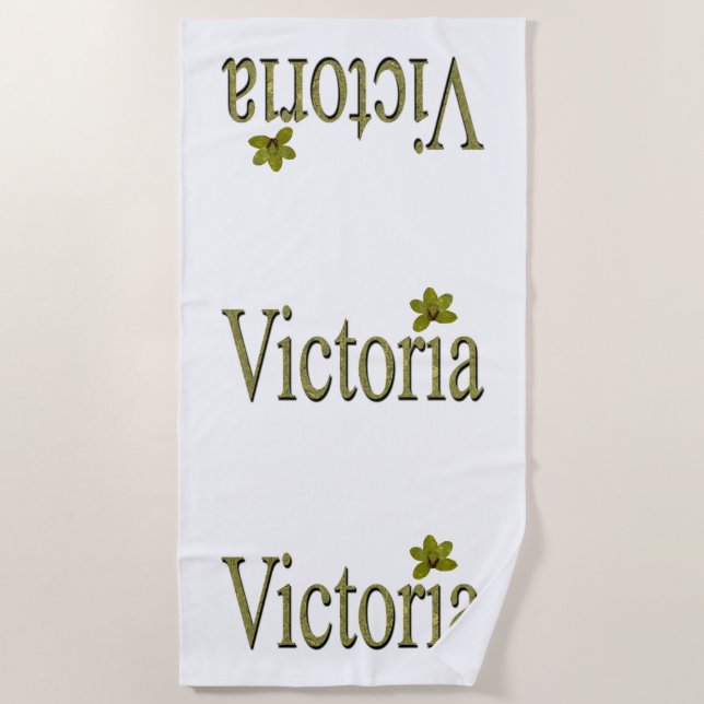 Toalha De Praia Ouro Victoria Name, Beach Towel (Frente)