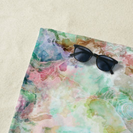 Toalha De Praia Padrão Abstrato de Aquarela do Oceano Grunge