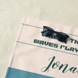 Toalha De Praia Padrão Abstrato de Praia Linhas de Onda Areia Azul