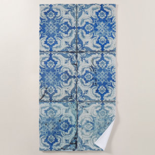 Toalha De Praia Padrão Antiquado de Azulejos Portugueses - Azulejo