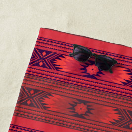 Toalha De Praia Padrão aztec vermelho