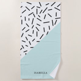 Toalha De Praia Padrão Azul Claro e Geométrico Personalizado