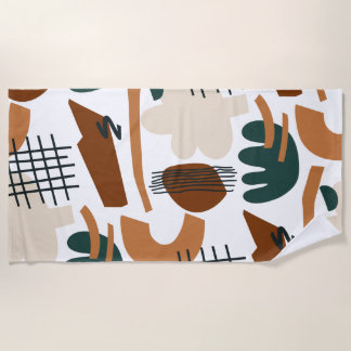 Toalha De Praia Padrão Boho Abstrato Limpo | Minimal Moderno