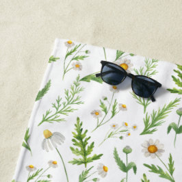Toalha De Praia Padrão Botânico da Flor Chamomile
