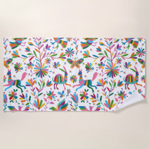 Toalha De Praia Padrão Brilhante do estilo Otomi mexicano