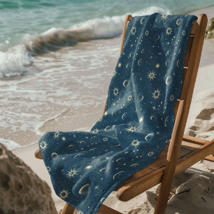 Toalha De Praia Padrão Celestial Místico Sem Costura