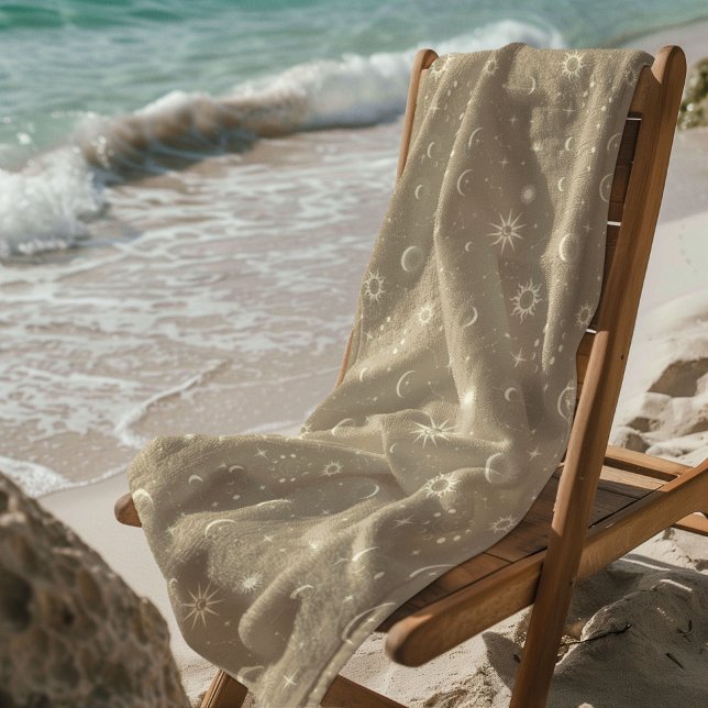 Toalha De Praia Padrão Celestial Místico Sem Costura (Criador carregado)