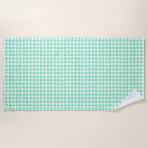 Toalha De Praia Padrão Classic Mint White Pepita Houndstooth