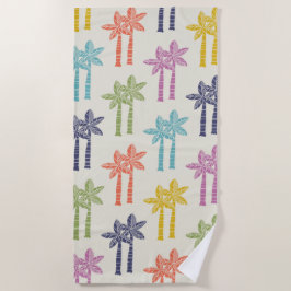 Toalha De Praia Padrão Colorido da Palmeira Tropical