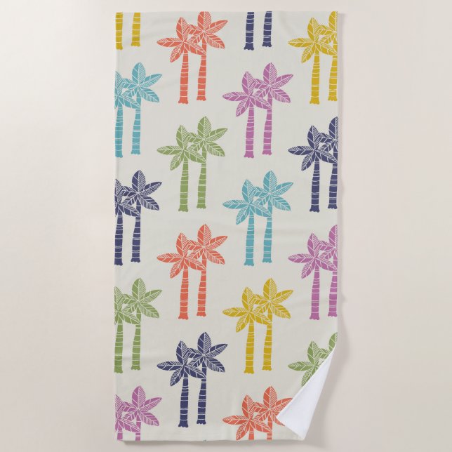 Toalha De Praia Padrão Colorido da Palmeira Tropical (Frente)