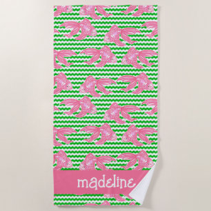 Toalha De Praia Padrão Colorido de Peixes Tropicais Personalizado
