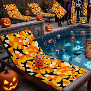 Toalha De Praia Padrão contínuo de Candy Corn de Halloween