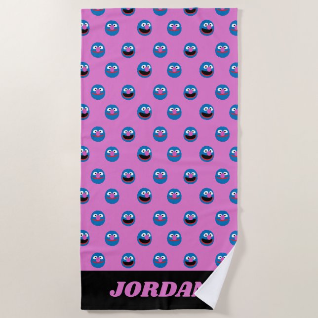 Toalha De Praia Padrão da face do Grover Rosa (Frente)