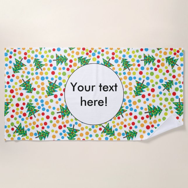 Toalha De Praia Padrão das árvores de Natal (Frente)