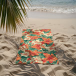 Toalha De Praia Padrão das flores tropicais víbicas do Havaí<br><div class="desc">Vírus estético havaiano com flores tropicais coloridas e folhas verdes em um padrão uniforme.</div>